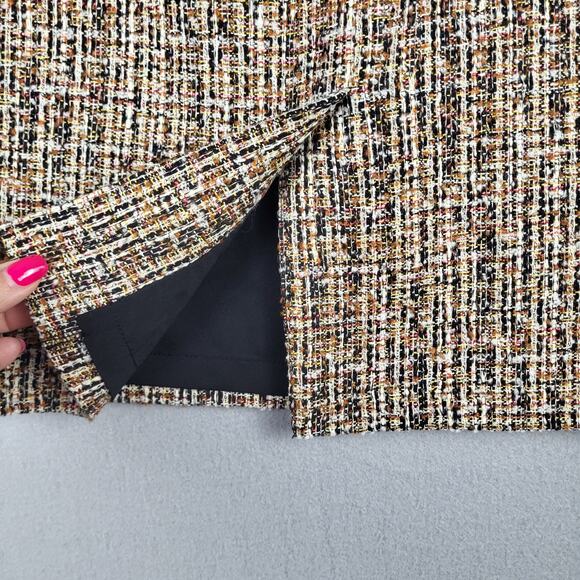 Etcetera Womens Size 6 Crosshatch Tweed Pencil Skirt Black Brown Office Academia - Picture 11 of 11